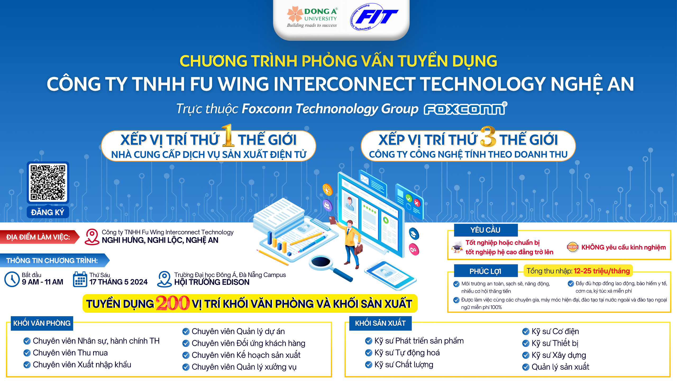 Chương trình phòng vấn tuyển dụng của Công ty TNHH Fu Wing Interconnect Technology Nghệ An tại Trường Đại học Đông Á